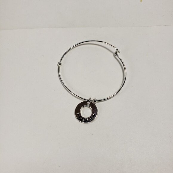 Vantel Pearls Silver-Plated Love Charm Bangle Bracelet – 7.5", Women’s Jewelry - Picture 7 of 8